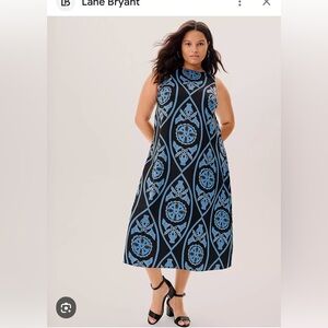 Lane Bryant Black and Blue Patterned Dress